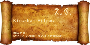 Kinszker Vilmos névjegykártya